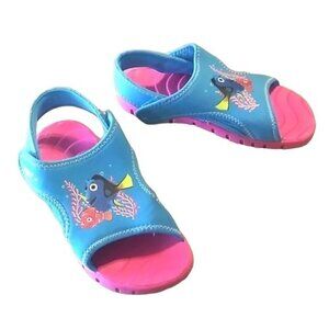 Disney Finding Dory Kids Size 10 Sandals Open Toe Adjustable Straps Blue Pink
